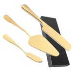 RUHIRA Cake Knife and Server Set,Stainless Steel Cake Knife and Server Set Perfect for Birthday,Cake Cutting Set for Wedding, Birthday and Parties,Cake Cutting Knife Set (Gold 3Pcs Set)