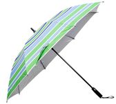 Sun Umbrella Unisex Golf Striples Print Silver Big Size UV Protective Auto Open Long & Non-Foldable Umbrella (Green)