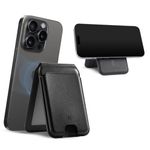 Capes Magnetic Wallet for iPhone, Compatible with MagSafe Wallet, 5 Card Holder, for iPhone 16/15/14/13/12 Models, Wallet with Adjustable Stand, Not for iPhone 12 & 13 Mini, PU Leather, Black