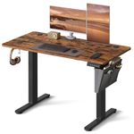 VASAGLE Electric Standing Desk, Height Adjustable Desk, 60 x 120 x (72-120) cm, 4 Memory Heights, Storage Pocket, for Home Office, Study, Rustic Brown and Ink Black LSD132K02