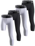 4 Pack Boys Youth 3/4 One Leg Compr