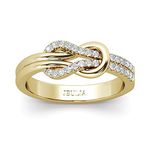 Jeulia Knot Design Band Classic Rings for Women cz Sterling Silver Eternity Rings Wedding Engagement Anniversary Promise Rings Bridal Sets (Yellow, 9)