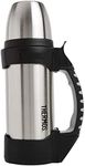 Thermos The Rock Vacuum Insulated 1 Liter Beverage Bottle, Stainless Steel/Black, 1.1 Quart (2510TRI2)