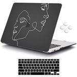 iCasso Compatible with MacBook Air 13 inch Case (Release 2010-2017 Older Version), Hard Shell Plastic Protective Case & Keyboard Cover Fit for MacBook Air 13 Inch Model A1369/A1466 - Face Sketch