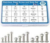 MMOBIEL Stainless Steel Hex Socket Kit - 15 Sizes M3 M4 M5 Hex Socket Button Head Cap Assortment Kit 440 Pcs - Machine Screws Bolts and Nuts - Incl. Wrenches