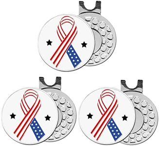 FINGER TEN Golf Ball Markers 3 Pcs with 3 Pack Hat Clip Value Gift Set, Mark Pattern USA, Eagle, Ribbon in Choice for Men Women Kid (3 USA Ribbon)