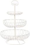 Juvale Large White Fruit Basket for Kitchen Counter, Metal 3 Tiered Fruit Stand for Countertop, Fresh Produce, Fruits and Vegetables, Organization, Storage Rack (18 In)