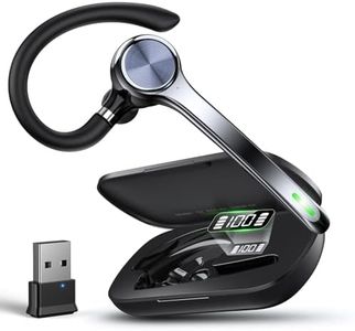 Ngsod Bluetooth Headset, Wireless Earpiece with Upgrade Noise Canceling Mic,500mAh Charging Case Support 72H Talking Time,Hand-Free Headphones with Mute Button for Computer Cell Phones Trucker Work