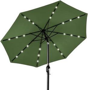 Best Choice Products 10ft Solar Polyester LED Lighted Patio Umbrella w/Tilt Adjustment and UV-Resistant Fabric - Fern