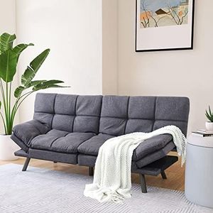 Opoiar Futon Sofa Bed,Small Splitback Linen Fabric Memory Foam Couch,Modern Convertible Love seat for Compact Living Spaces,Studio,Apartment,Dorm,Guest Room,Home Office 71”/Grey Sofa