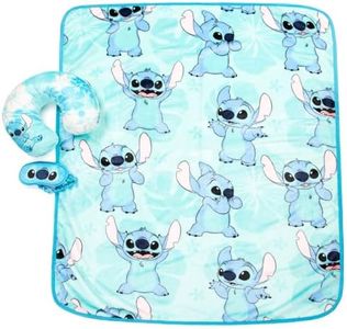 Jay Franco Disney Lilo & Stitch Kids Travel Set - 3 Piece Set Includes 40 x 50 Throw Blanket, Eye Mask, and Neck Pillow - Super Soft & Cozy Travel Accessories