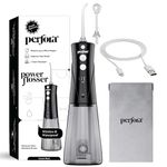 Perfora Power Dental Water Flosser - 300ml Tank Capacity With Custom 8 Water Pressure Settings & 2 Nozzles, 1500mAh Battery | 2 Year Warranty | Flosser for Teeth, IPX7 Waterproof, Rechargeable (Black)