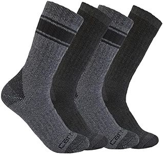 Carhartt Men's Heavyweight Crew Sock 4 Pack, Assorted 1 Black, Large