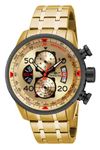 Invicta Aviator Chronograph Gold Dial Analog Stainless Steel Watch for Men's - 17205, Band Color:Gold