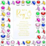 Woanger Put a Ring on It Game with 100 Pcs Fake Rings, Plastic Rings for Bridal Shower Game, Acrylic Sign for Guests Engagement Wedding Decoration, Plastic, plastic