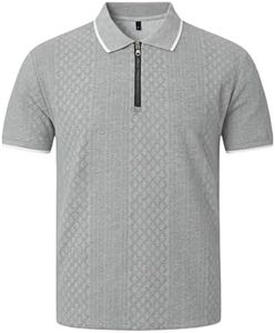 Breeze Shirts for Men,Mens Golf Shirt Textured Short Sleeve Quarter Zip Work Shirt Pullover Summer Clothes Business Casual,Office,Work,Tennis,Golf,Holiday,Vacation Outfits,Casual Everyday Wear