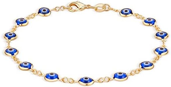 Barzel 18k Gold Plated Blue Evil Eye Anklet Bracelet For Women - Made in Brazil (Blue)