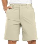 BGOWATU Mens Hiking Shorts Lightweight Quick Dry 9'' Fit Golf Outdoor Shorts Camping Work Fishing Cargo Shorts with Zip Pocket Light Khaki Size 38