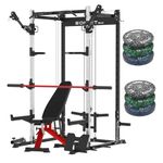 EonfitOmni Power Cage, 1200 LBS Multi-Functional Power Rack Home Gym with Adjustable Cable Crossover System All-in-One Power Cage Squat Rack Workout Machine with Attachments