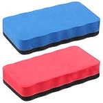 2PCS Whiteboard Erasers,Mini Dry Eraser with Thick Felt Pad Eraser,Whiteboard Dry Eraser with Thick Felt Pad White Board Erasers Chalkboard Cleaner Board for Classroom Home Office,Red+Blue