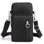 DuoLmi Crossbody Bags Mobile Phone Wallet Bags, Women Nylon Cell Phone Purse Travel Crossbody Bag Wristband Sport Compatible with iPhone 16 Pro Max/15/14/13/12/11 Galaxy S23 Plus