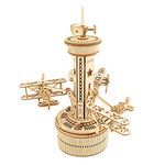 ROKR Wooden Model kit Airplane-Control Tower Model Wooden Puzzle Birthday Gifts For Teens and Adults