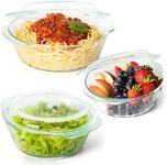 Moss & Stone Basics 6-Piece Clear Glass Casserole Dishes for Oven With Lids, Durable Borosilicate Glass Bakeware Set, Glass Bowls Bakeware Dish Microwave Safe, 3 Size Round Casserole Dish With Lid