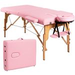 BestComfort Portable Massage Table Lash Bed, 84 Inch Spa Massage Bed Height Adjustable, 2 Folding Massage Table Lash Extension Bed, Esthetician Facial Cradle Salon Bed with Carry Case (Pink)