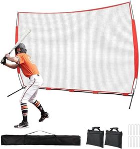 16x10ft Ball Backstop Net,Fix Ball Stop Net by 4 Spike&2 Sandbag,Sports Net Barrier with Handbag,Lacrosse Net Backstop for Basketball,Softball,Hockey Train,Baseball Net Barrier for Backyard,Playground