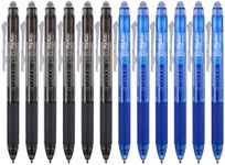 ParKoo Retractable Erasable Gel Pens Clicker Fine Point 0.7 mm, No Need for White Out, 6 Black/6 Blue Ink for Completing Sudoku and Crossword Puzzles