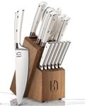 KnifeSaga Knife Set, 15 Piece Japanese High Carbon Stainless Steel Knife Sets for Kitchen with Block and Sharpener, Razor Sharp Chef Knives Set with Ergonomic Handle, White