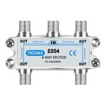 TKCHAX 4 Way Coaxial Cable Splitter,Support 10-2602MHz, RG6 Compatible, Nickel-Plated for Cable Splitter,Work with CATV, Satellite TV,Antenna System and MoCA Configurations