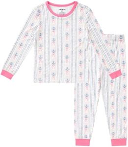 pureborn Toddler Viscose from Bamboo Pajamas Set Girls Pjs Stripe Bow 4-5T