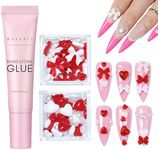 Makartt Nail Charm Nail Rhinestone Glue Kit 15ml Gel Nail Glue with Nail Preals Rhinestone Gems 3D Nail Art Bowknot Heart Decor Acrylic Nail Supply for Nail Techs DIY