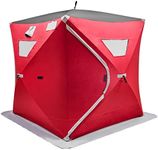GYMAX Pop-Up Ice Fishing Shelter, Waterproof & Windproof Ice Tent with Carrying Bag, Zippered Door, Ice Anchors, Portable Ice Shelter for Outdoor (2 Person)