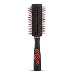 AGARO Royal Round Hair Brush with Strong & flexible boar bristles having Anti static ball tips, For Adding Quick Curls, Waves & Volume In Hair, ideal for all types of medium to long hairs, Red & Black.