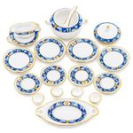 Odoria 1/12 Scale Miniature Dinnerware Set 17Pcs Dollhouse Accessories, Mediterranean Blue