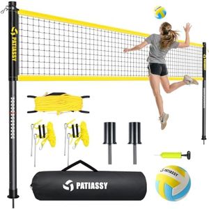 20FT Portable Outdoor Volleyball Net Set for Backyard with Anti-Sag | Metal Ground Stakes & Pole Spikes for Stability, Rust-Resistant Steel Poles, Easy Setup, 3 Adjustable Heights, Carry Bag