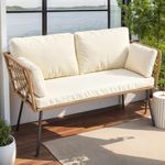 DWVO Patio Loveseat, All-Weather Wicker Rattan Patio Sofa for Balcony, Backyard, Pool, Porch, Deck, Outdoor Sectional Furniture with Cushions (Beige)