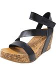 Blowfish Malibu Women's Hapuku Wedge Sandal, Black Dyecut, 4.5 UK