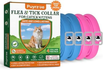 Puyrzoe Flea Collar for Cats 4 Pack, Natural Cat Flea and Tick Prevention Collar, 32-Month Full Protection, Adjustable Cat Flea and Tick for Kittens and Cats, Waterproof, 2 Pink & 2 Blue