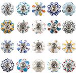 GZFTMKOBNS 20 pcs Mixed Vintage Ceramic Cabinet knobs Cupboard Drawer Pull Handles (Flower)