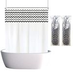 YISURE Extra Wide Shower Curtain Set 180x70 inch All Wrap Around Polyester Shower Curtain Chevron Pattern for Clawfoot Tub Freestanding Tub