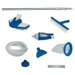 Intex Deluxe Pool Maintenance Kit with Vacuum, 110 in Pole, Wall Brush, and 24 Ft Hose with 7 in Swimming Pool Floating Chlorine Dispenser