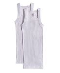 2(X)IST Mens Essential Cotton Square Cut Tank 2-Pack, Pure White, Large