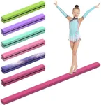 Fancybling Balance Beam, Flannel Surface Gymnastics Beam 2.1m/220 lbs, Portable & Foldable Gymnastics Equipment, Non-Slip Balance Beam for Birthday Home Training Exercise Sports, Flannel Pink