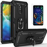 STARSHOP - LG Stylo 5 Case, with [Tempered Glass Protector Included] Metal Ring Stand Shockproof Drop Protection Phone Cover-Black