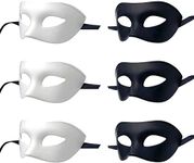 LECMACY Masquerade Mask for Men and Women, Venetian Rome Half Face Eye Masks Mardi Gras Costume Party Theme Sets One Size (3x(w+b)/6pcs)