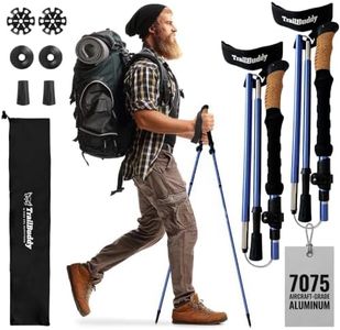 TrailBuddy Folding Trekking Poles, 2-Pack Collapsible Hiking Poles | Foldable Walking Sticks for Travel, Fold to 15 in – 7075 Aluminum, Cork Grip, for Men, Women & Seniors 5'7"–6'5"