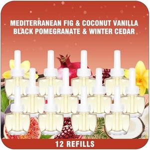 Plug In Refills Air Freshener – 12 Pack Oil Refills, Mediterranean Fig, Black Pomegranate, Coconut Vanilla, Winter Cedar – 7.92 Fl Oz, Compatible with Air Wick & Glade, Not Include Glade Plus